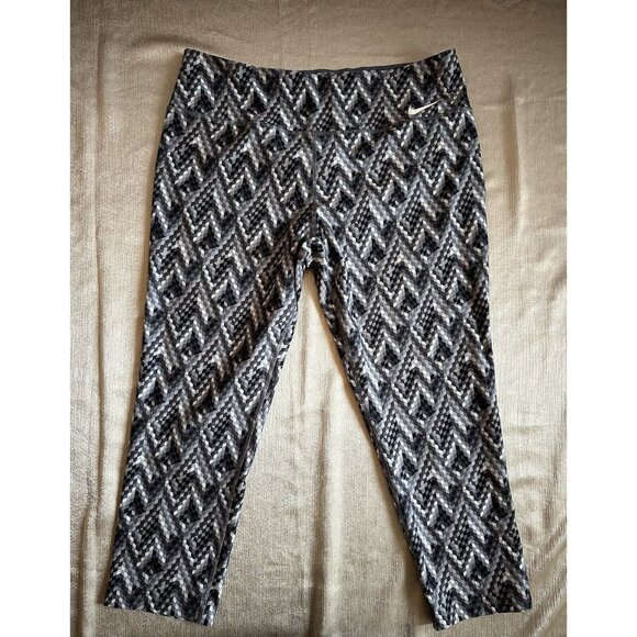 Women's Nike Power‎ Legend Silver Prisms Training Crop Tights XL Running Gym - Picture 1 of 8